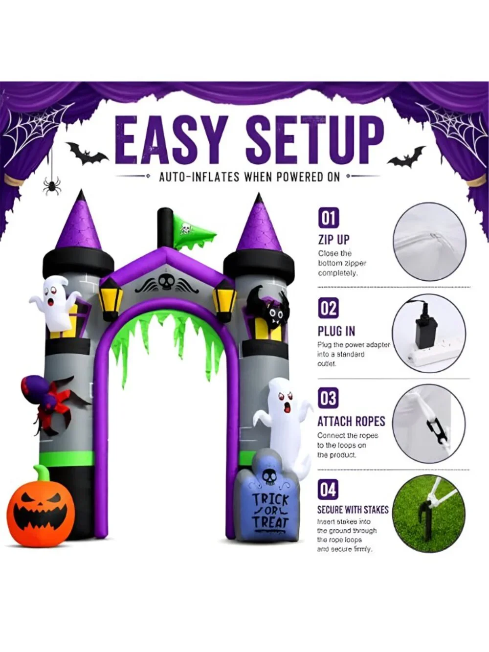 12.5 FT Inflatable Halloween Decorations, Huge Blow Up Halloween Archway